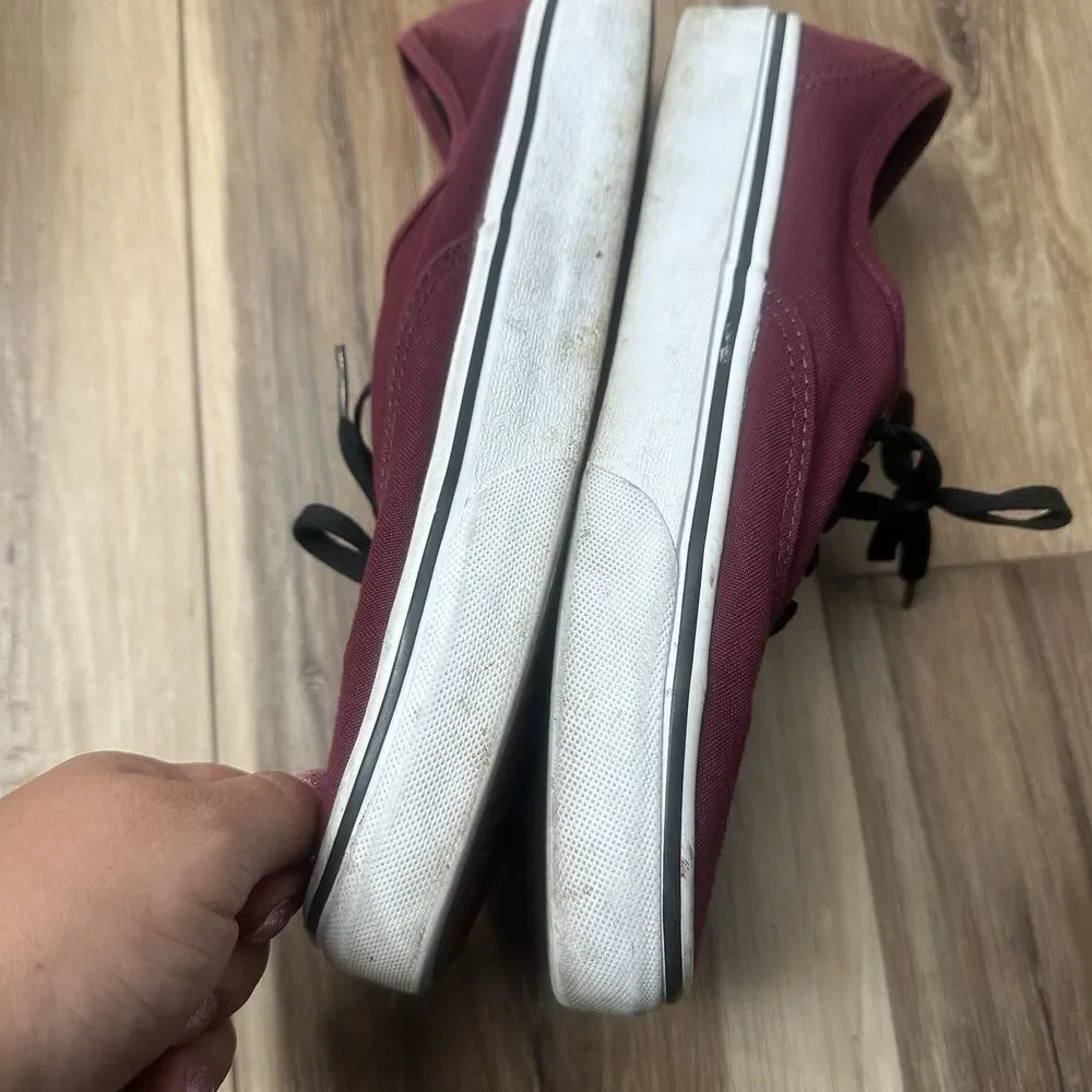 Vans Authentic Low Top Sneakers Maroon Burgundy Canvas Shoes Women 9.5 / Men 8